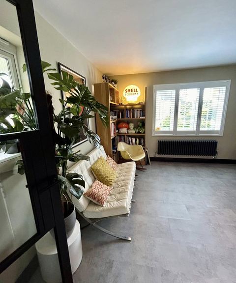 Finished garage conversion living space
