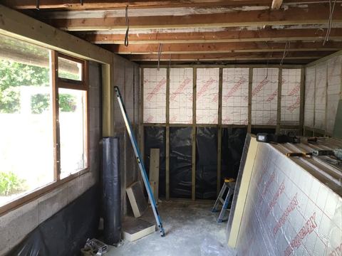 Garage conversion — interior during the project